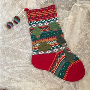 Festive Red and Green Knit Christmas Stocking